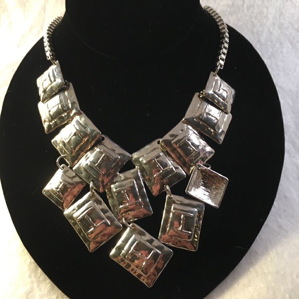 Erica Silver-tone Metal Geometric Necklace NWT